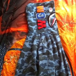 Blue bape hoodie size large